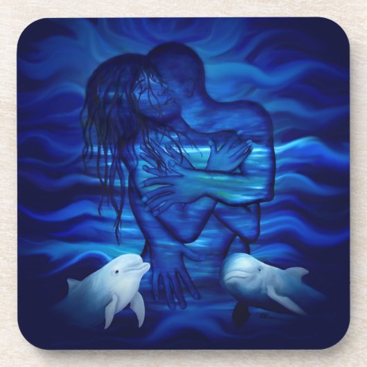 Love, Passion act - pair with Dolphin pair Bier Onderzetter (Voorkant)