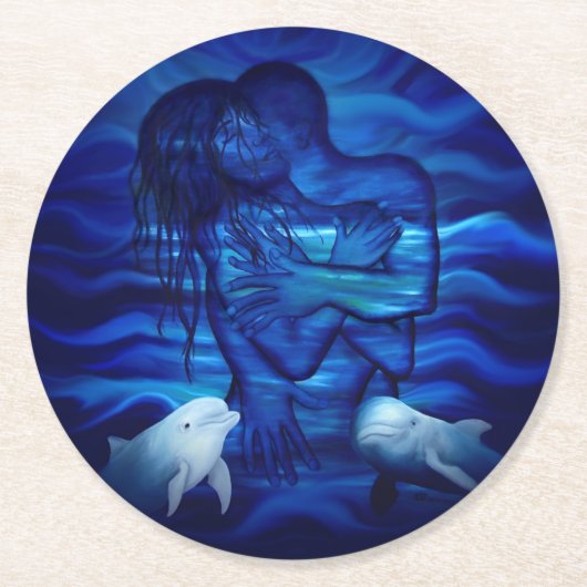 Love, Passion act - pair with Dolphin pair Ronde Kartonnen Onderzetter (Voorkant)