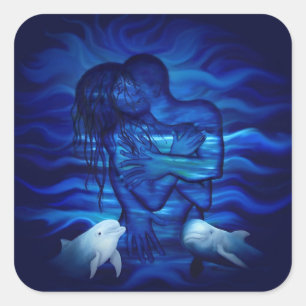 Love, Passion act - pair with Dolphin pair Vierkante Sticker