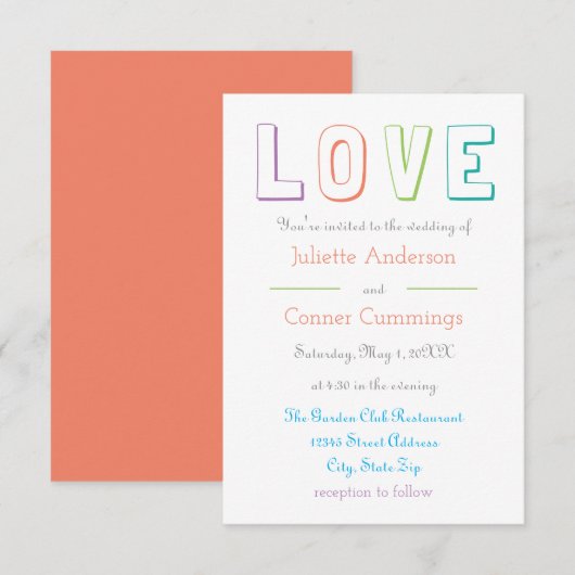 LOVE pastel - 3x5 Trouw Uitnodiging (Voorkant / Achterkant)