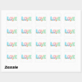 Love Pastel Ocean Glossy Word Vierkante Sticker (Vel)