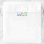 Love Pastel Ocean Glossy Word Vierkante Sticker (Tas)