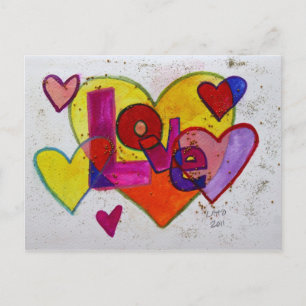 Love Patchwork Glitter Hearts Briefkaart