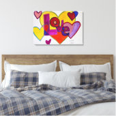 Love Patchwork Hearts Painting Canvas Print (Insitu (Slaapkamer))