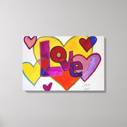 Love Patchwork Hearts Painting Canvas Print (Voorkant)