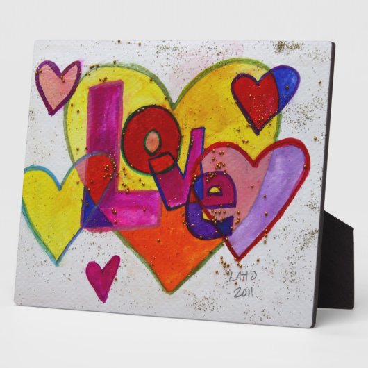 Love Patchwork Hearts Painting Poem Plaque Fotoplaat (Zijkant)