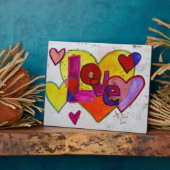 Love Patchwork Hearts Painting Poem Plaque Fotoplaat (Zijkant)