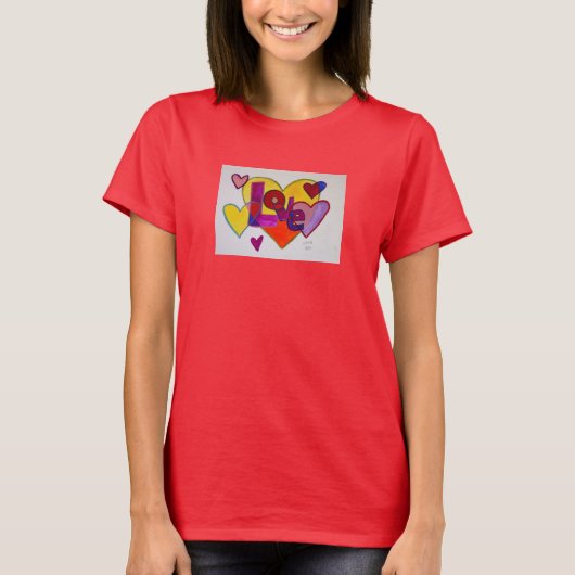 Love Patchwork Hecht Word Art Shirten T-shirt (Voorkant)