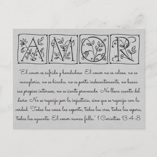 Love-Patient-Kind-Never Fails~Scrip~Wedding RSVP Uitnodiging Briefkaart (Voorkant)