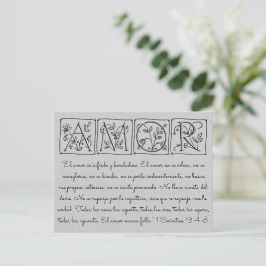 Love-Patient-Kind-Never Fails~Scrip~Wedding RSVP Uitnodiging Briefkaart (Staand voorkant)