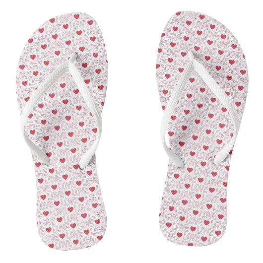Love Patroon Flip Flops - Rode Omlijning (Voetbed)
