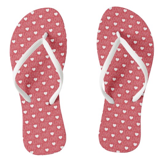 Love Patroon Flip Flops - Witte Omlijning (Voetbed)