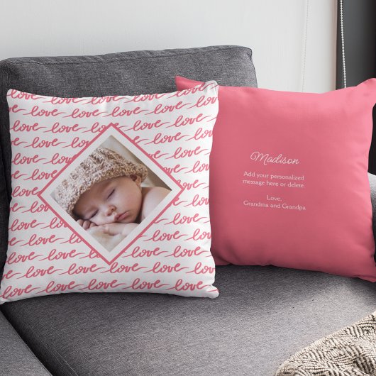 Love Pattern met Photo Pink Valentijnsdag Kussen