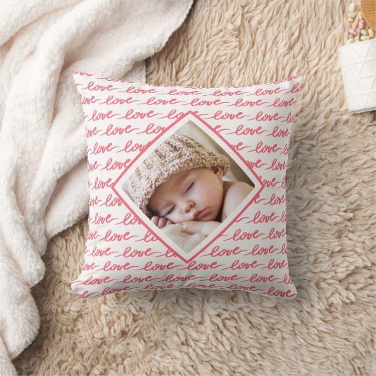 Love Pattern met Photo Pink Valentijnsdag Kussen (Deken)