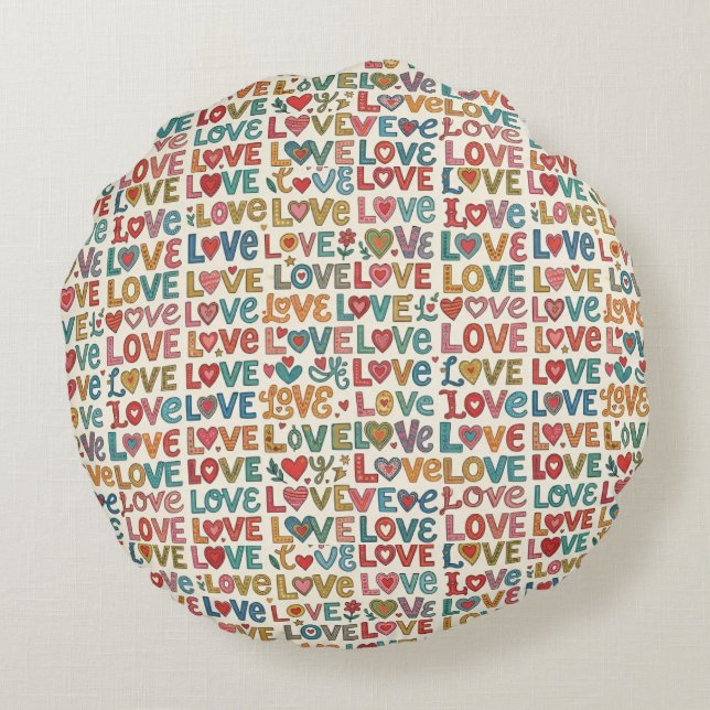 Love Pattern  Rond Kussen (Achterkant)
