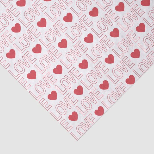 Love Pattern Tissue Paper - Rood overzicht Tissuepapier (Detail)