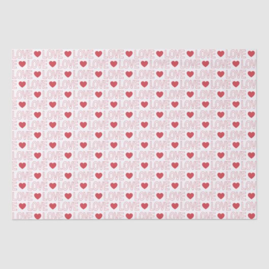 Love Pattern Tissue Paper - Rood overzicht Tissuepapier (Voorkant)