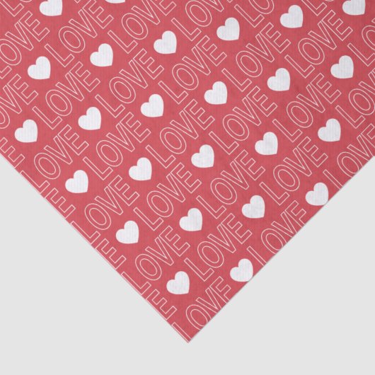 Love Pattern Tissue Paper - White Outline Tissuepapier (Detail)