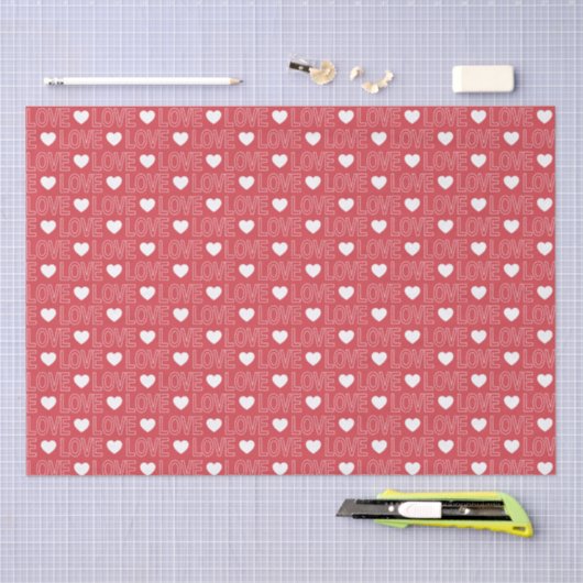 Love Pattern Tissue Paper - White Outline Tissuepapier (Craft)