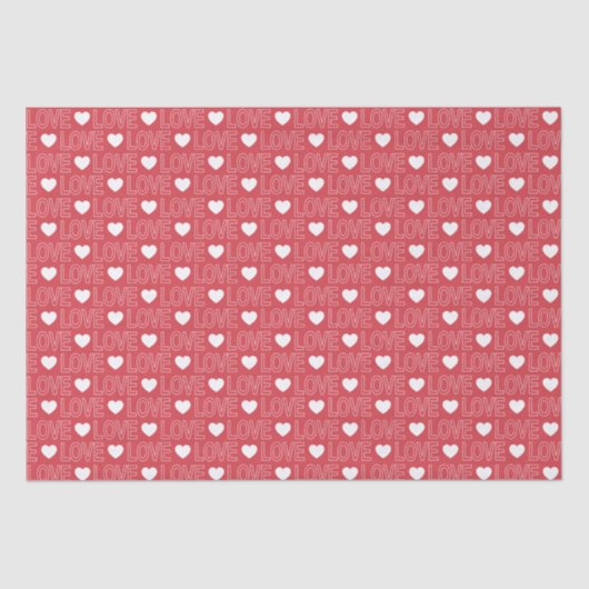 Love Pattern Tissue Paper - White Outline Tissuepapier (Voorkant)