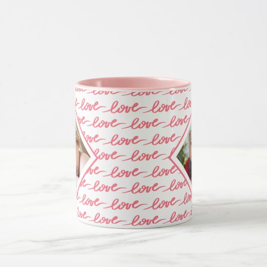 Love Pattern Two Photo Pink Valentijnsdag Mok (Midden)