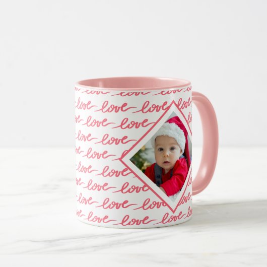 Love Pattern Two Photo Pink Valentijnsdag Mok (Voorkant rechts)