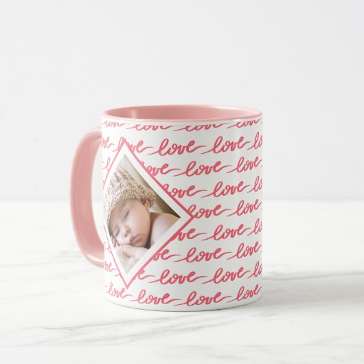 Love Pattern Two Photo Pink Valentijnsdag Mok (Voorkant links)