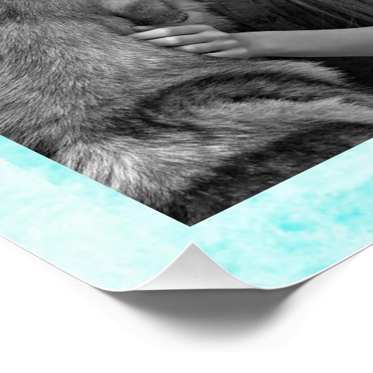 LOVE, Pauw Print Personalized Dog Blauwgroen Poste Poster (Hoek)