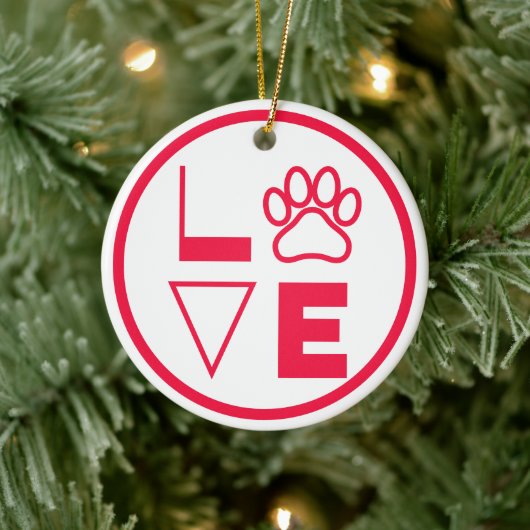 Love Paw Bright Red en White Ceramic Ornament (Boom)