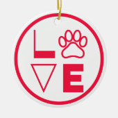 Love Paw Bright Red en White Ceramic Ornament (Voorkant)