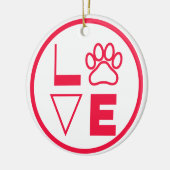 Love Paw Bright Red en White Ceramic Ornament (Links)
