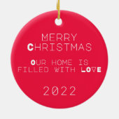 Love Paw Bright Red en White Ceramic Ornament (Achterkant)