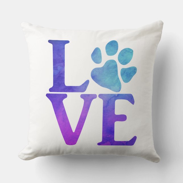 Love Paw Classic Blauw en Paarse Kussen (Voorkant)
