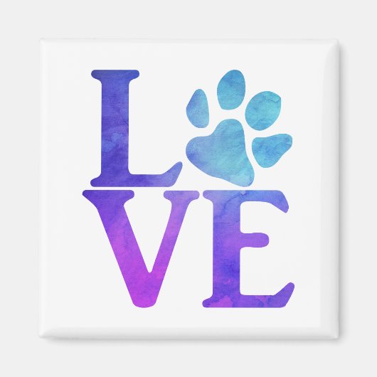 Love Paw Classic Blauw en Paarse Magneet (Voorkant)