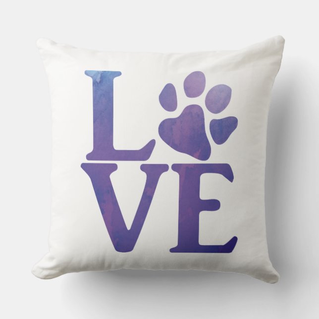 Love Paw Classic Paarse Kussen (Voorkant)
