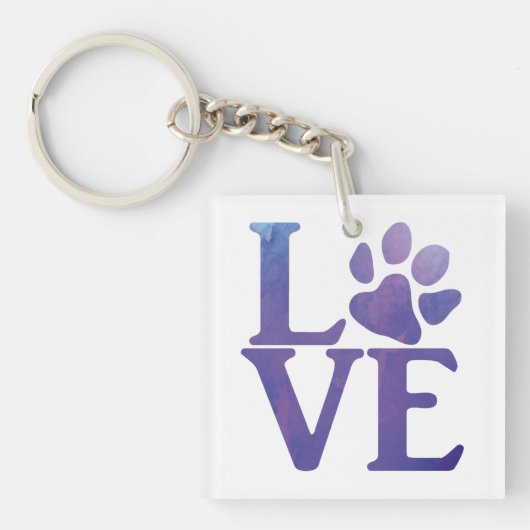Love Paw Classic Paarse Sleutelhanger (Voorkant)