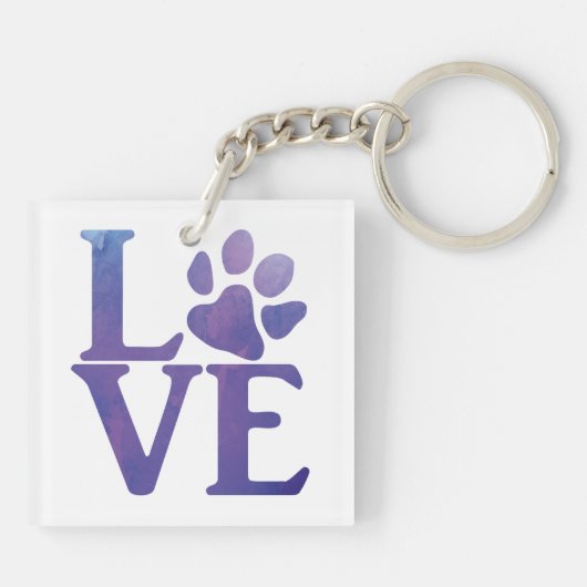 Love Paw Classic Paarse Sleutelhanger (Achterkant)
