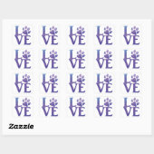 Love Paw Classic Paarse Vierkante Sticker (Vel)
