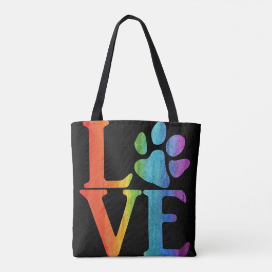 Love Paw Classic regenboog Tote Bag (Achterkant)