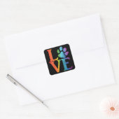 Love Paw Classic regenboog Vierkante Sticker (Envelop)
