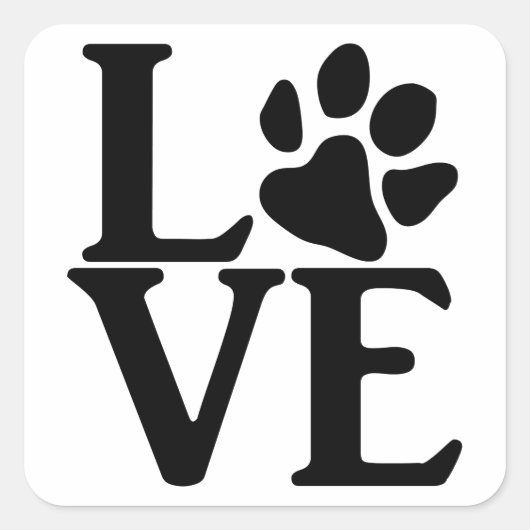 Love Paw Classic Vierkante Sticker (Voorkant)