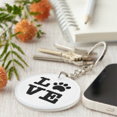 Love Paw Print Acryl Sleutelhanger (Voorkant Rechts)