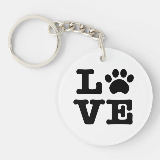 Love Paw Print Acryl Sleutelhanger (Voorkant)