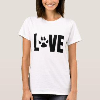 LOVE Paw Print Bold Zwart Pet Lover Design T-shirt