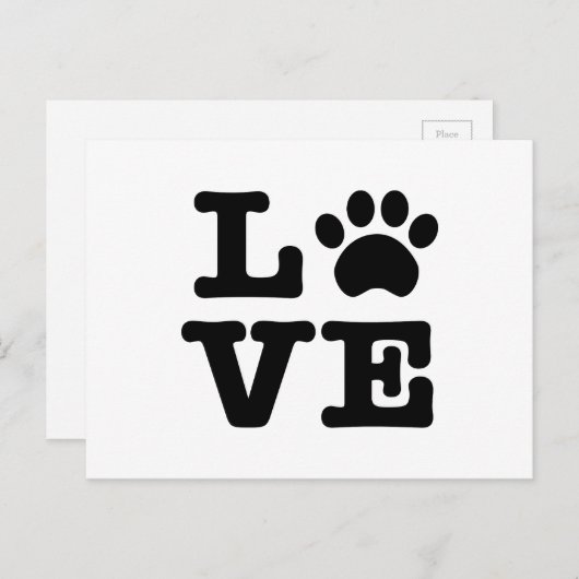Love Paw Print Briefkaart (Voorkant / Achterkant)
