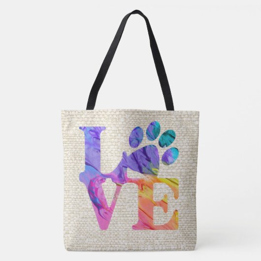 Love Paw Print Canvas tas (Voorkant)