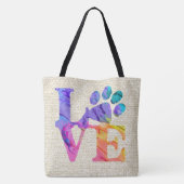 Love Paw Print Canvas tas (Achterkant)