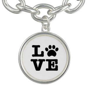Love Paw Print Charm Bracelet Armband