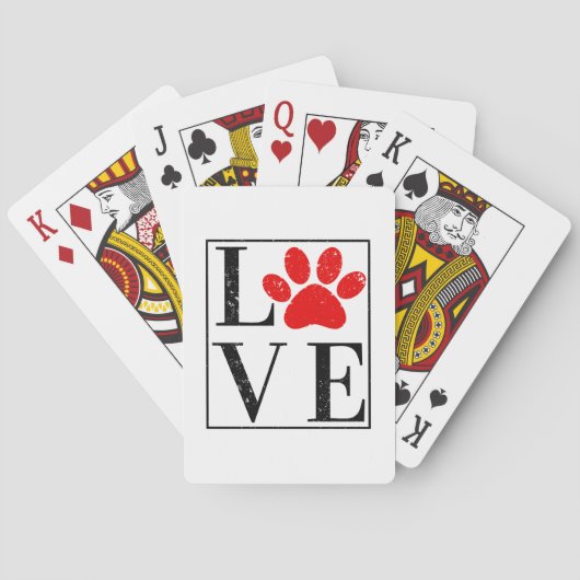 LOVE PAW PRINT DOG OWNER PET LOVER POKERKAARTEN (Achterkant)