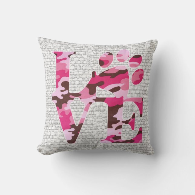 Love Paw Print - Geschikt voor Hondenliefhebbers Kussen (Voorkant)